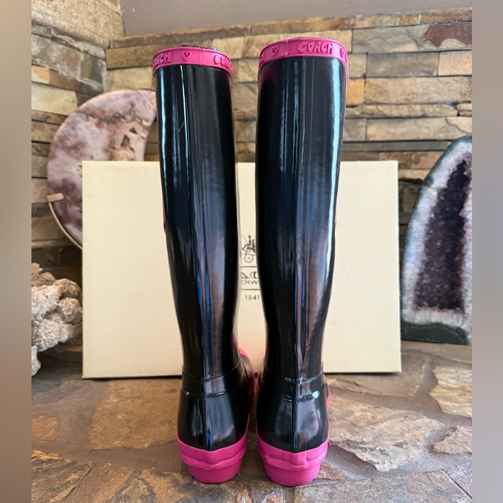 Coach Roxanne Poppy Rain Boots Size 8 - Picture 6 of 14